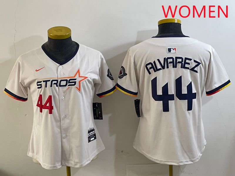 Women Houston Astros #44 Alvarez Cream Three generations Joint Name 2025 Nike MLB Jersey style 4->women mlb jersey->Women Jersey